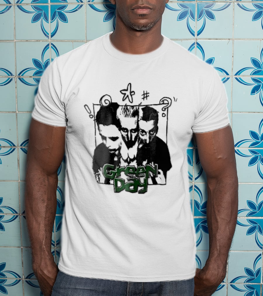 Green Day Billie Joe Armstrong Mike Dirnt Tre Trio High Contrast Doodles Stencil T-Shirt