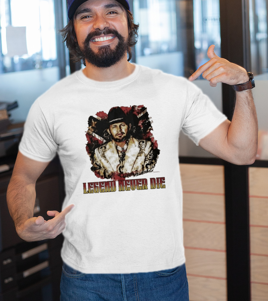 Hank Williams Jr. Legend Never Die Country Music Rebel Flag Cowboy Hat T-Shirt