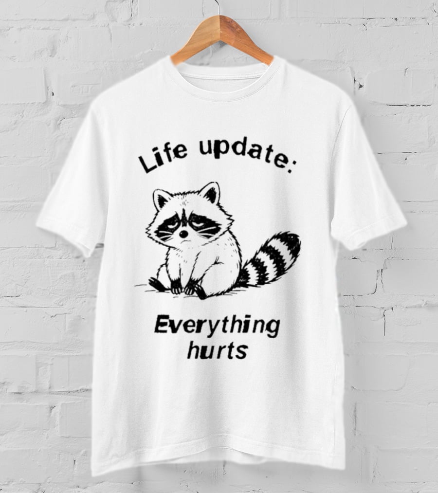 Life Update Everything Hurts Raccoon T-Shirt