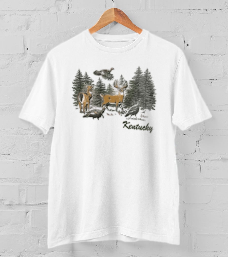 The Deer Turkey Season Forest Hunting Scene T-Shirt