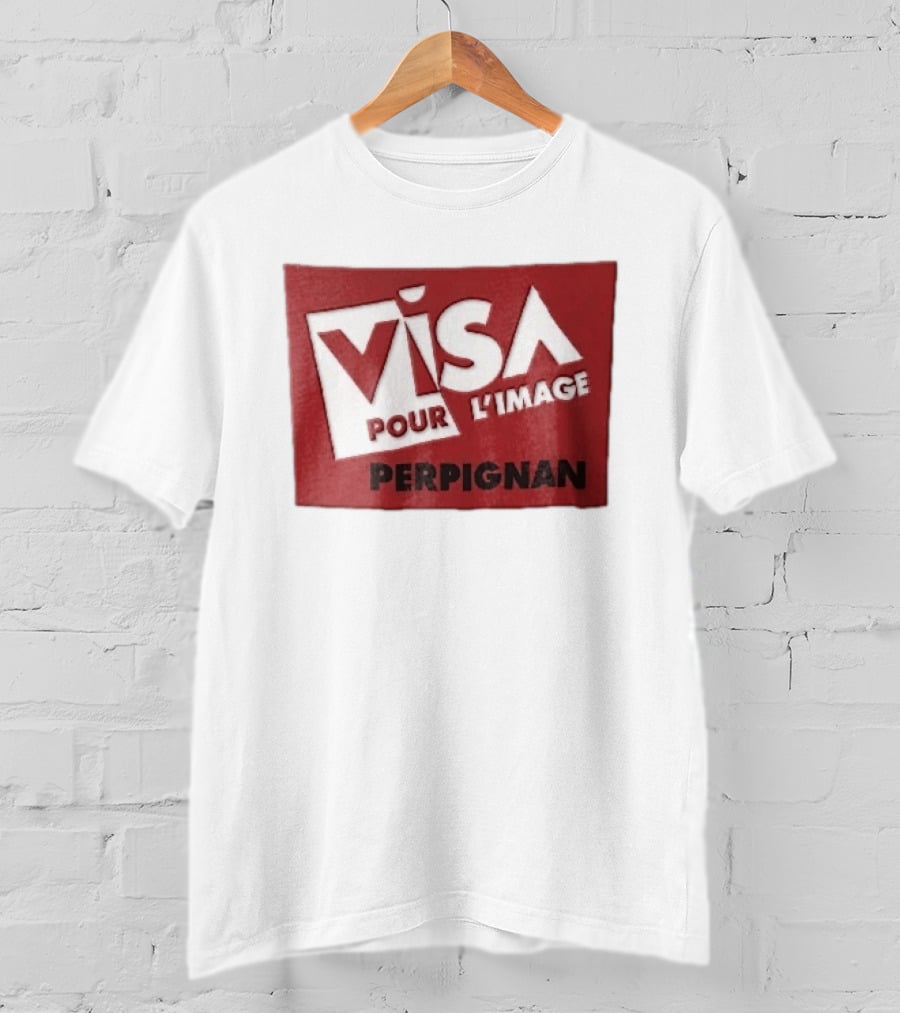 Visa Pour L'Image Perpignan Red Rectangular White Cutout T-Shirt