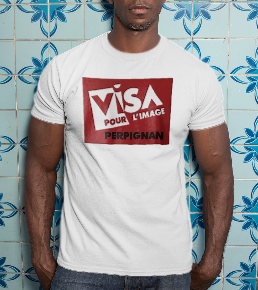 Visa Pour L'Image Perpignan Red Rectangular White Cutout T-Shirt