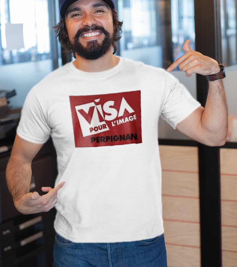 Visa Pour L'Image Perpignan Red Rectangular White Cutout T-Shirt