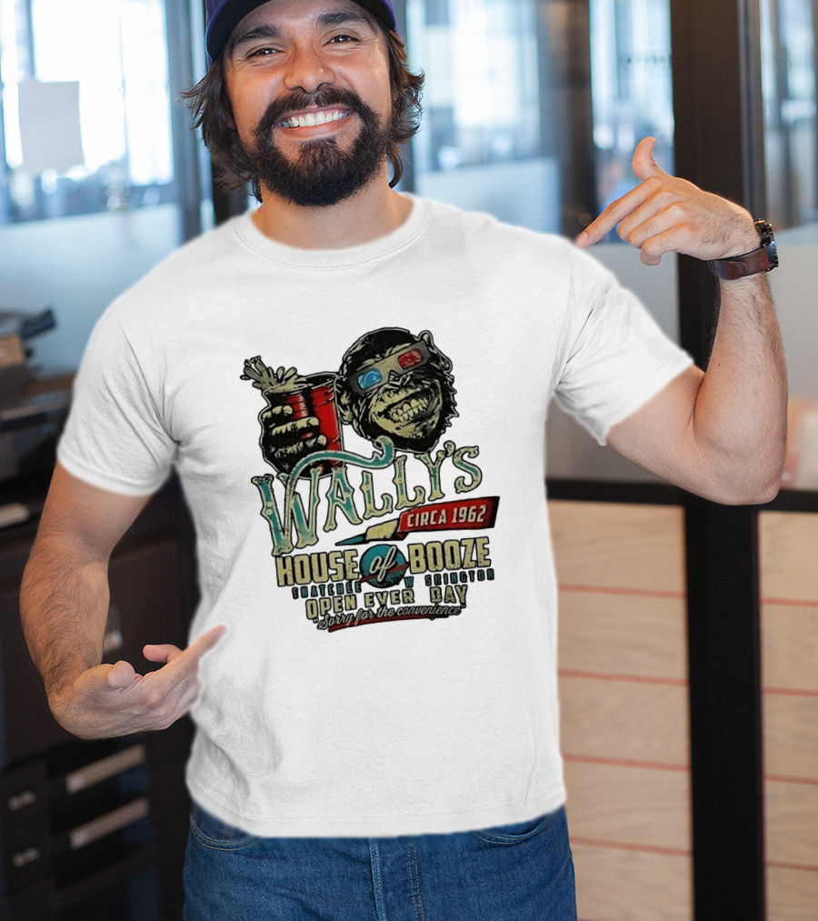 Wally's House Of Booze Wenatchee Washington Circa 1962 Open Every Day Sorry For The Convenience T-Shirt