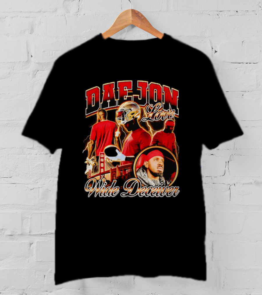 Daejon Love Wide Deceiver Football Helmet San Francisco Bridge T-Shirt