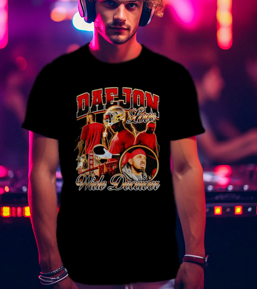 Daejon Love Wide Deceiver Football Helmet San Francisco Bridge T-Shirt