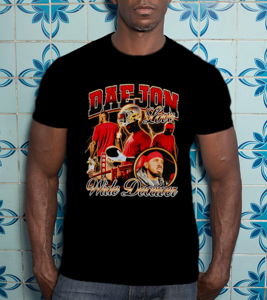 Daejon Love Wide Deceiver Football Helmet San Francisco Bridge T-Shirt