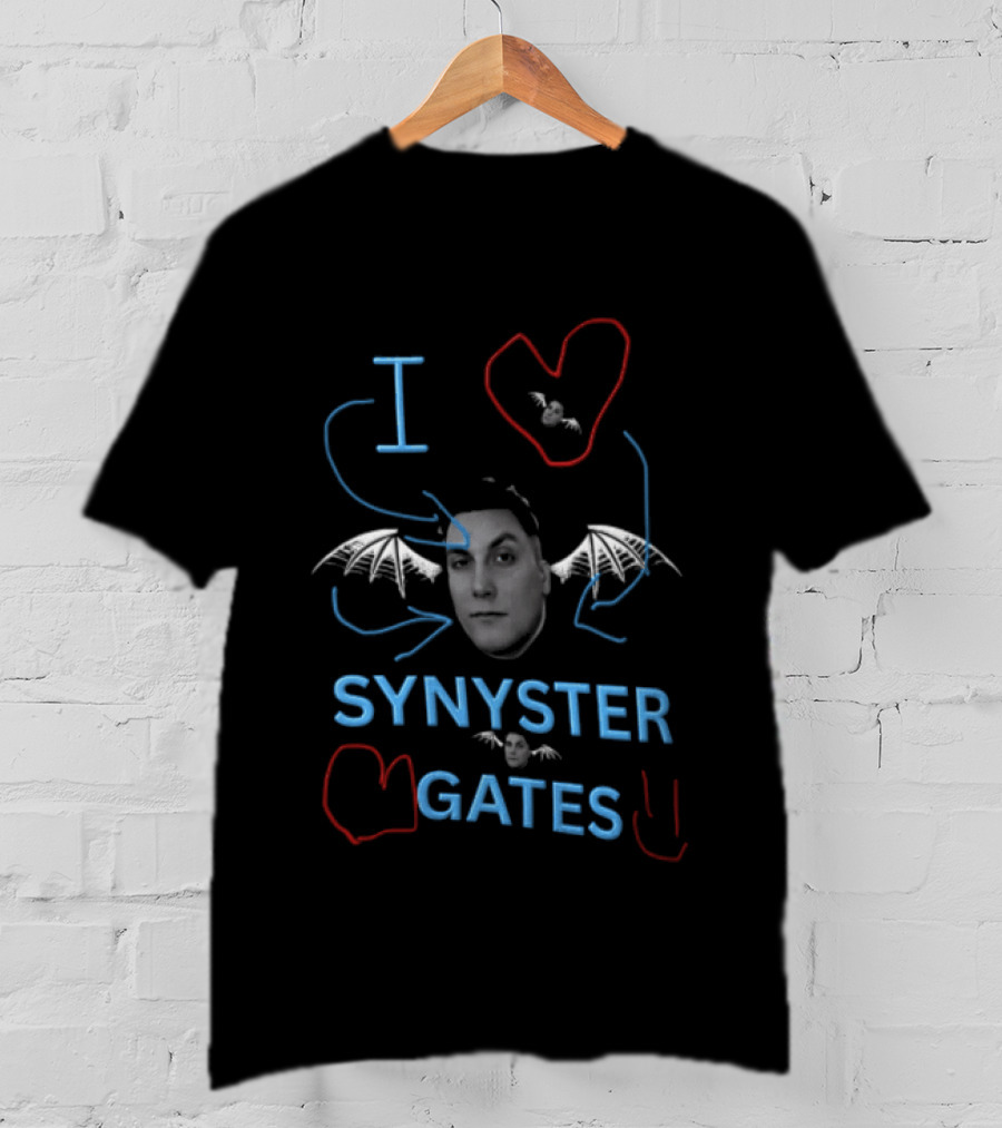 I Love Synyster Gates Head Cutout Bat Wings Scribbles T-Shirt