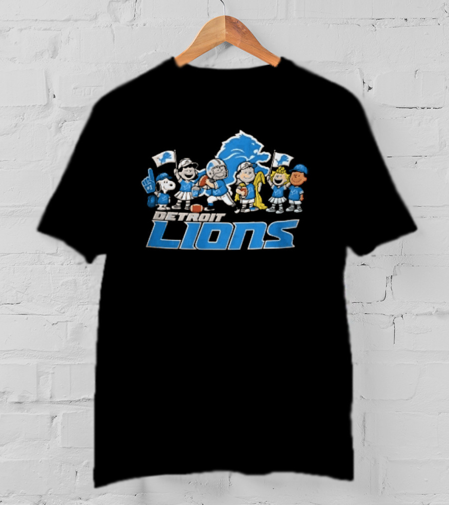 Detroit Lions Noel Peanuts Characters Christmas Football Celebration T-Shirt