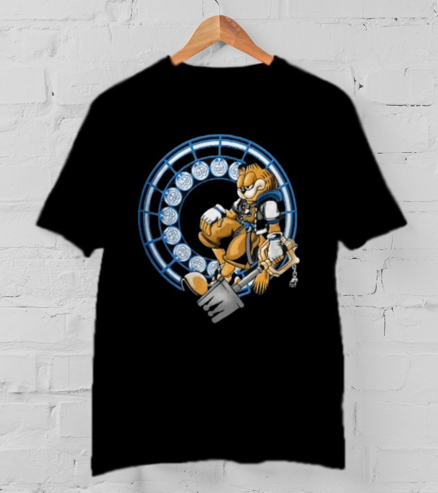 Kingdom Hearts Cat Keyblade Garfield Crossover Keyblade Wielder In Blue Circle T-Shirt