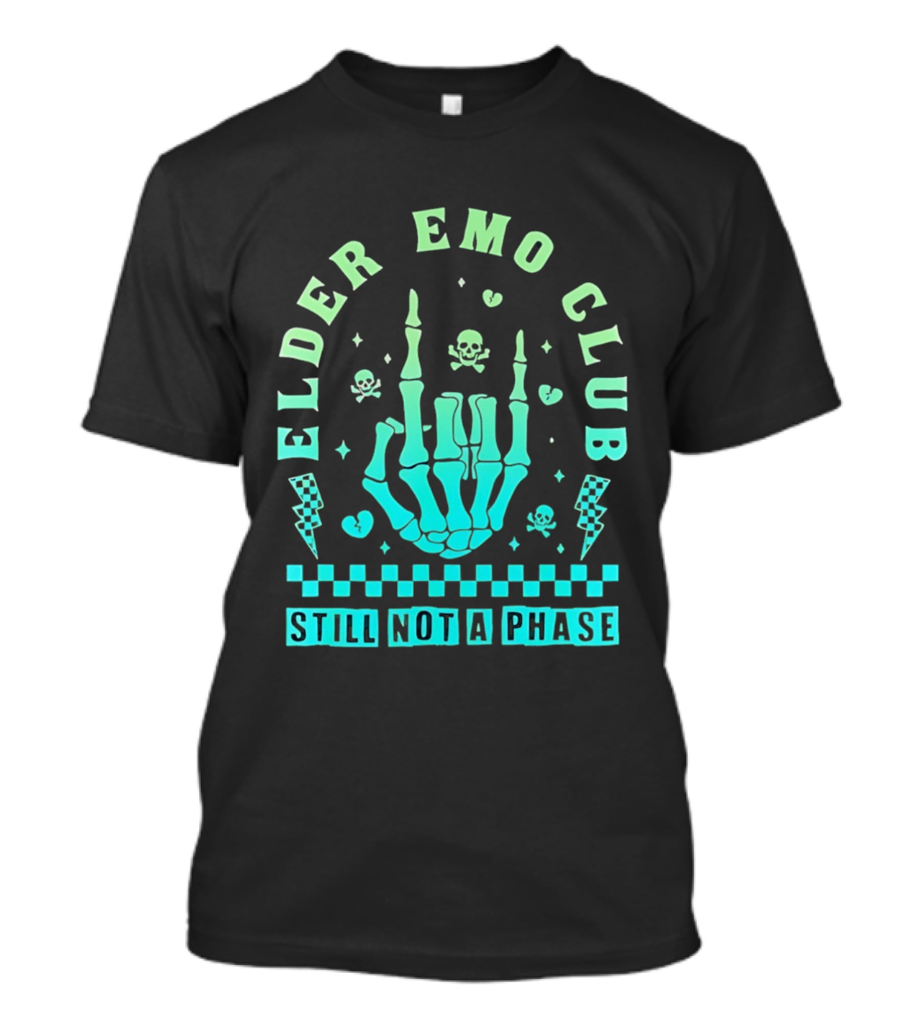 Elder Emo Club Still Not A Phase Skeleton Hand Skull T-Shirt