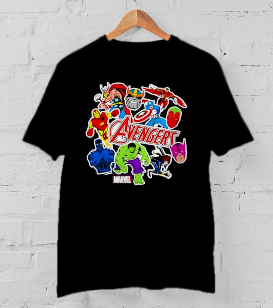 Avengers Classic Heroes Hulk Iron Man Captain America Thor Stickers Collection T-Shirt