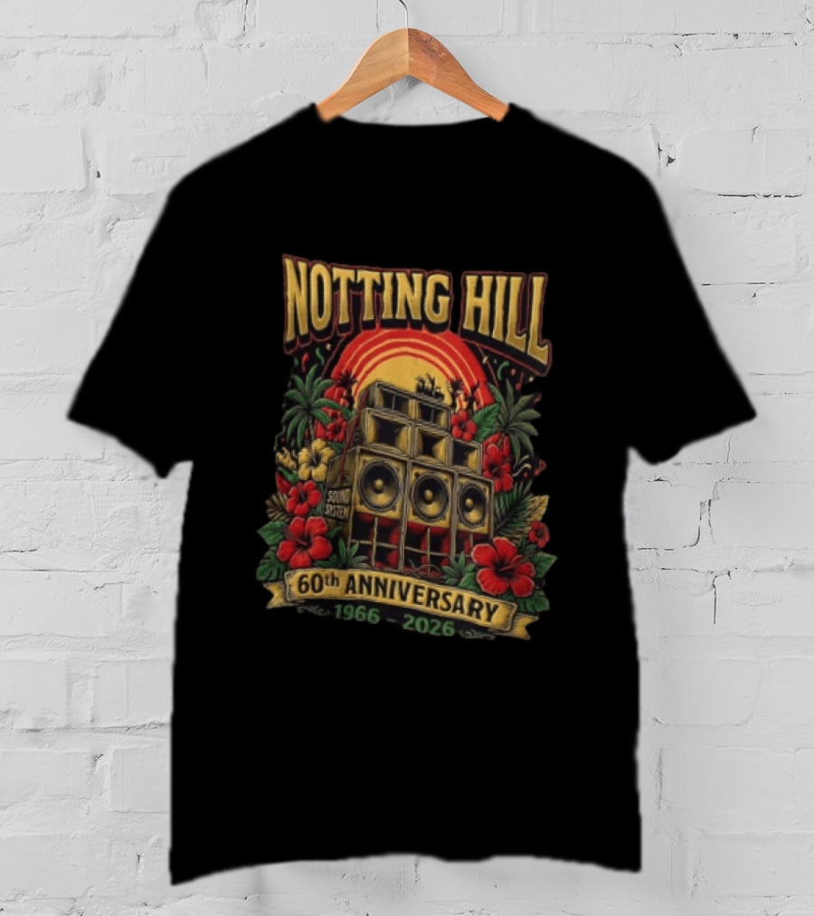 Notting Hill Carnival 60th Anniversary Sound System 1966 2026 Tropical Flowers Music Festival T-Shirt