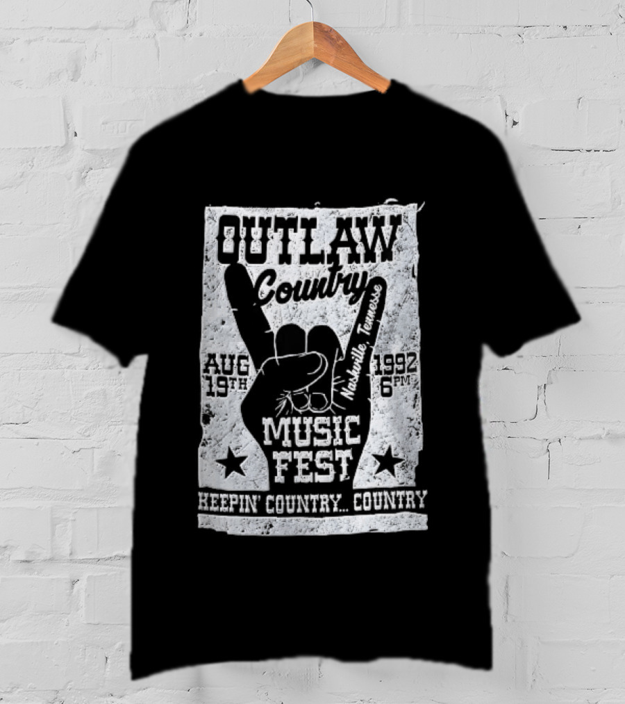 Outlaw Country Music Fest Aug 19th 1992 Nashville Tennessee Keepin Country Country T-Shirt