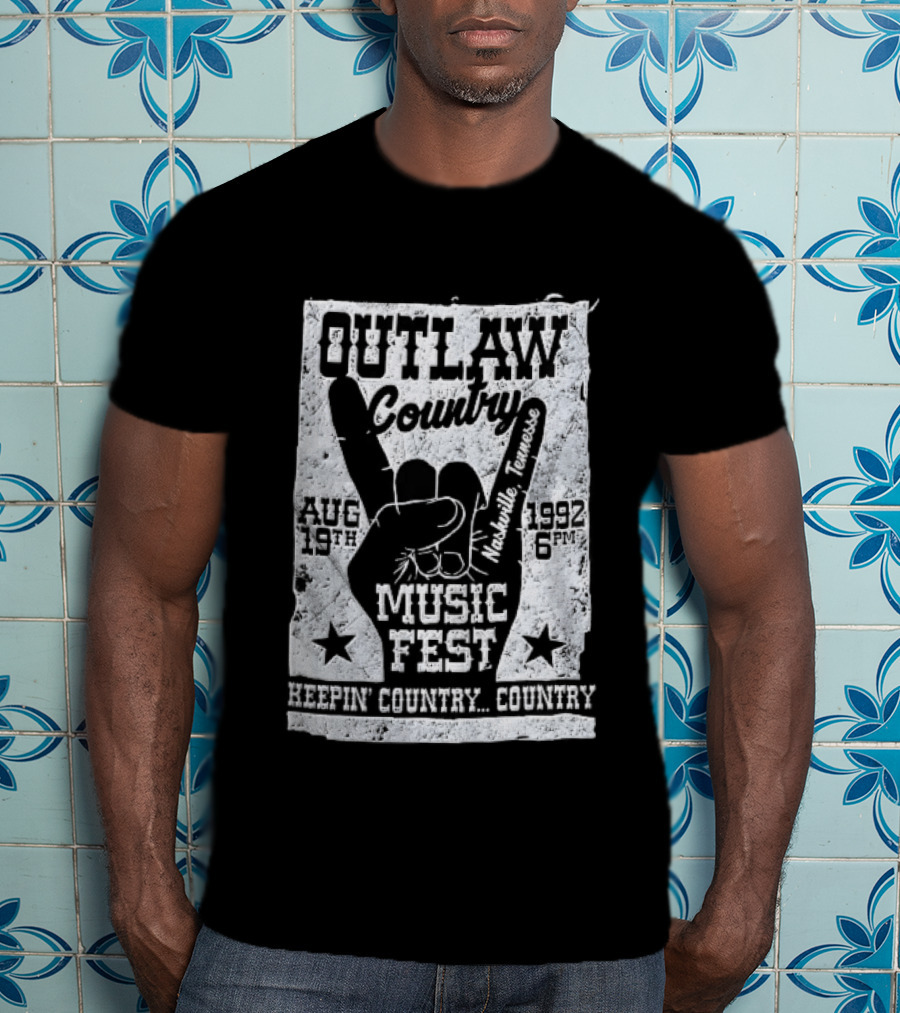 Outlaw Country Music Fest Aug 19th 1992 Nashville Tennessee Keepin Country Country T-Shirt