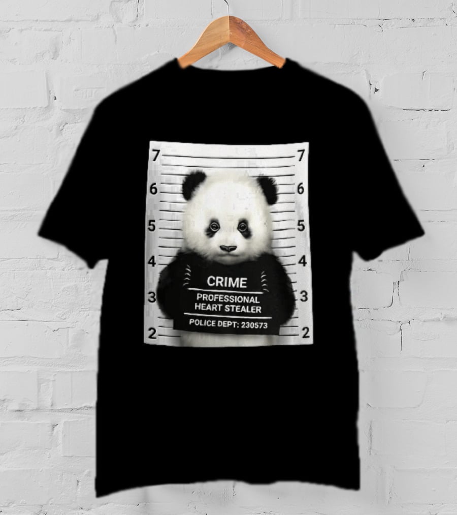 Panda Crime Professional Heart Stealer Police Dept 230573 Shot Lineup T-Shirt