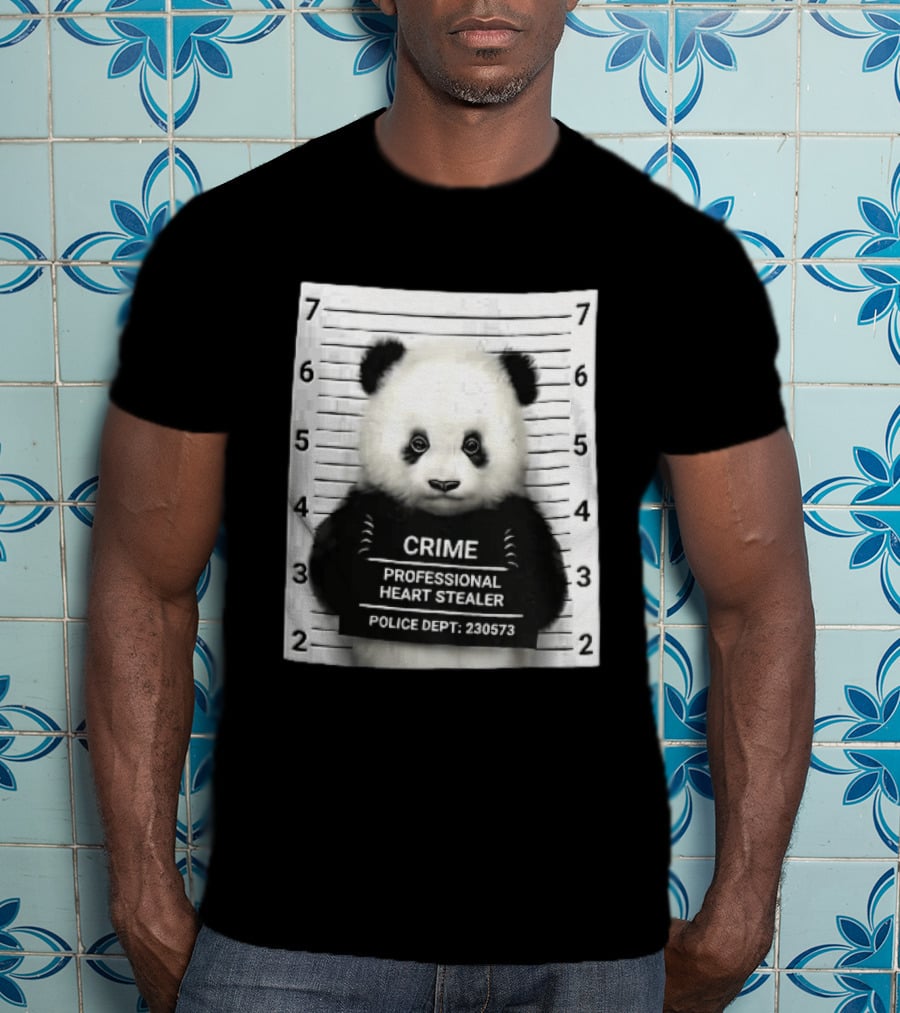 Panda Crime Professional Heart Stealer Police Dept 230573 Shot Lineup T-Shirt