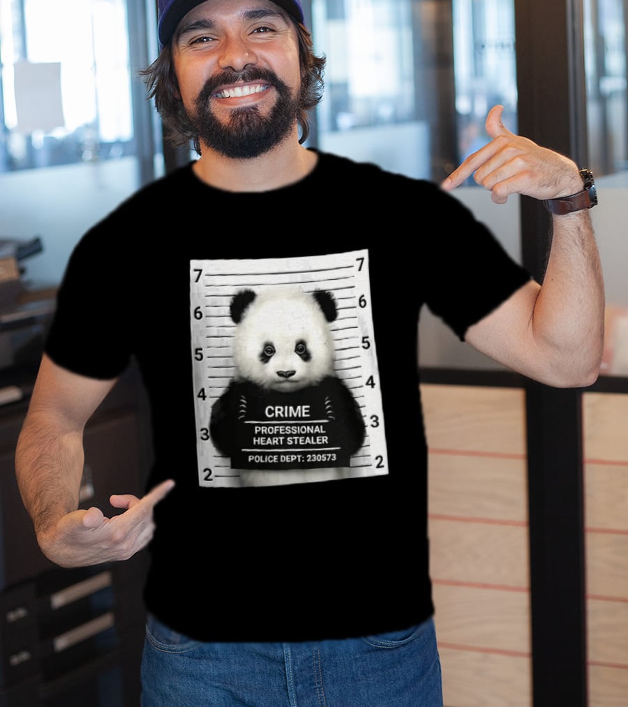 Panda Crime Professional Heart Stealer Police Dept 230573 Shot Lineup T-Shirt