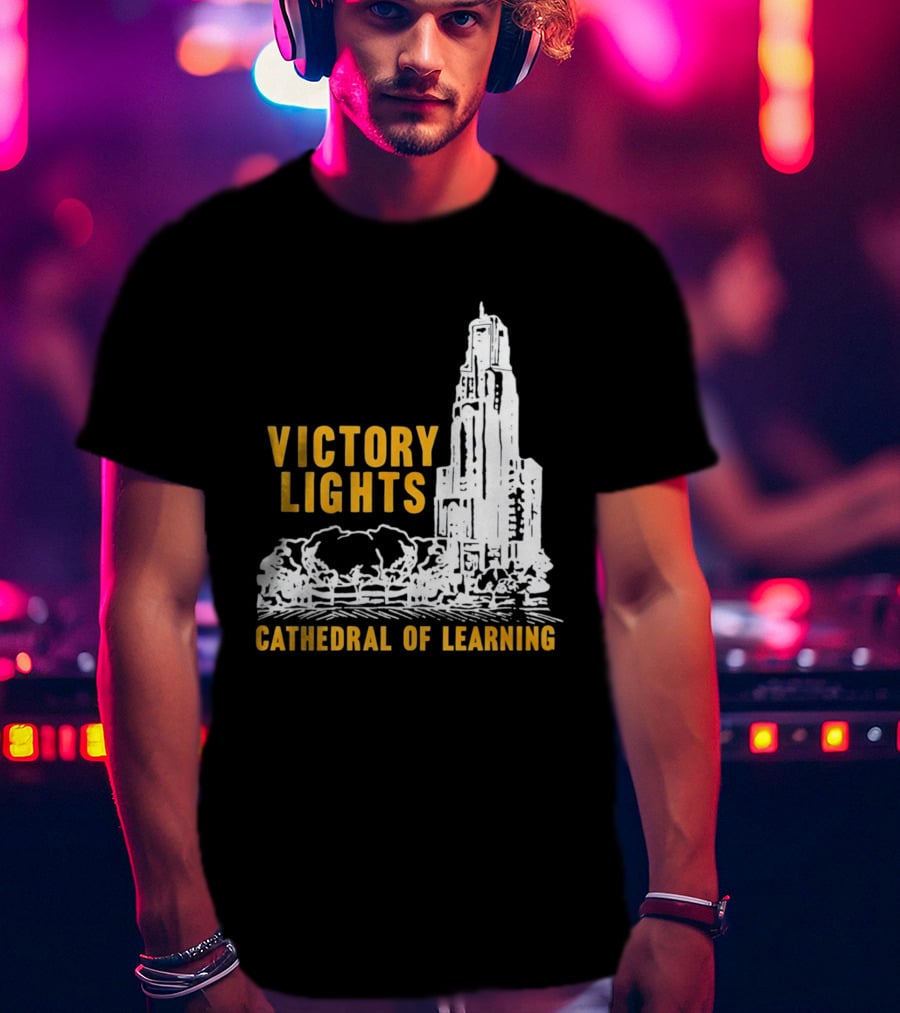 Victory Lights Cathedral Of Learning Pittsburgh Panthers T-Shirt