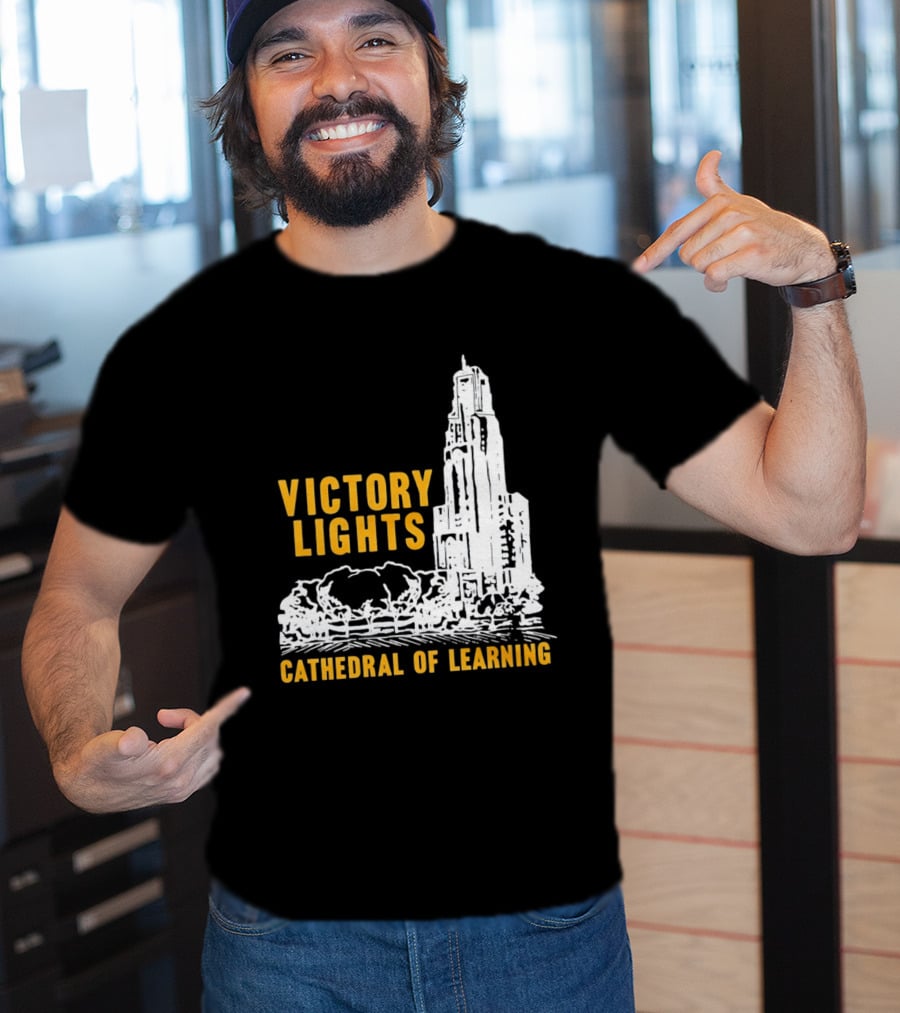 Victory Lights Cathedral Of Learning Pittsburgh Panthers T-Shirt
