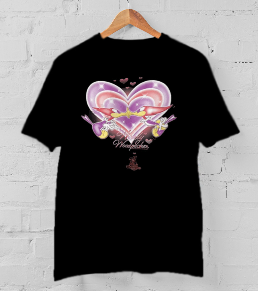 Winnie Woodpecker Woody Kissing Cartoon Birds Heart T-Shirt