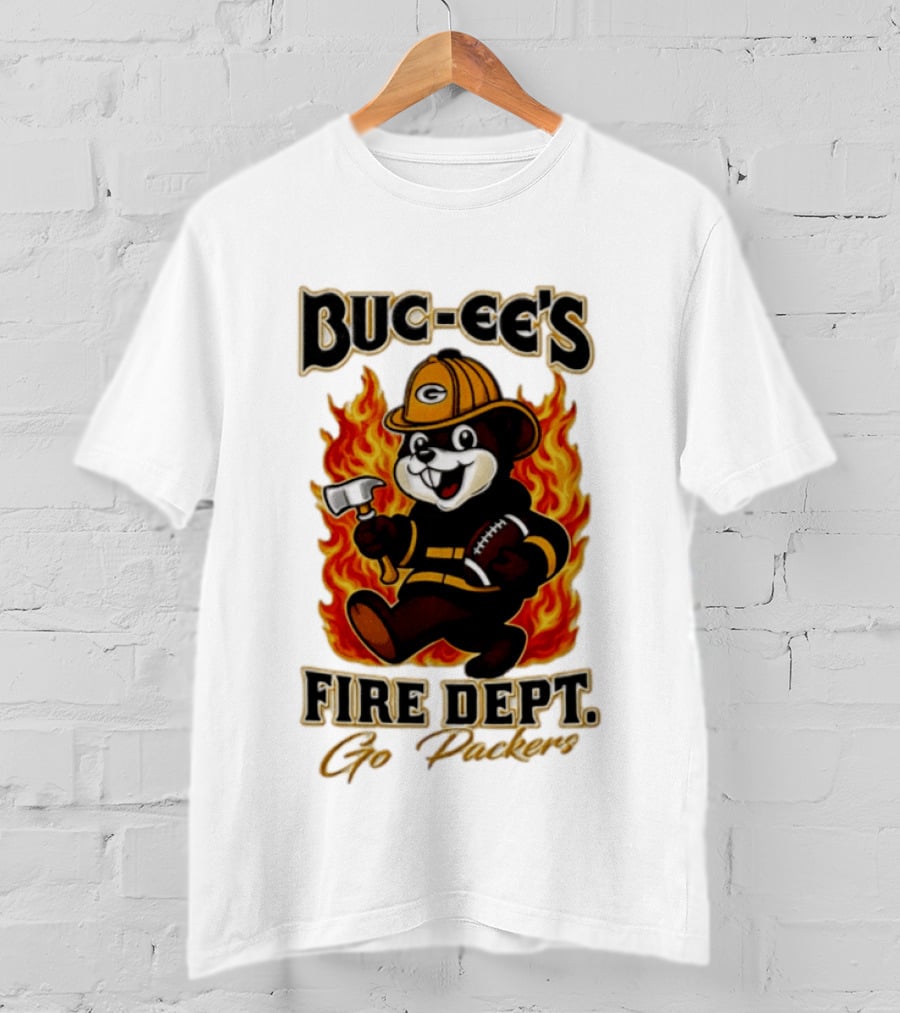 Buc Ee's Fire Dept Go Packers Axe Football Helmet T-Shirt