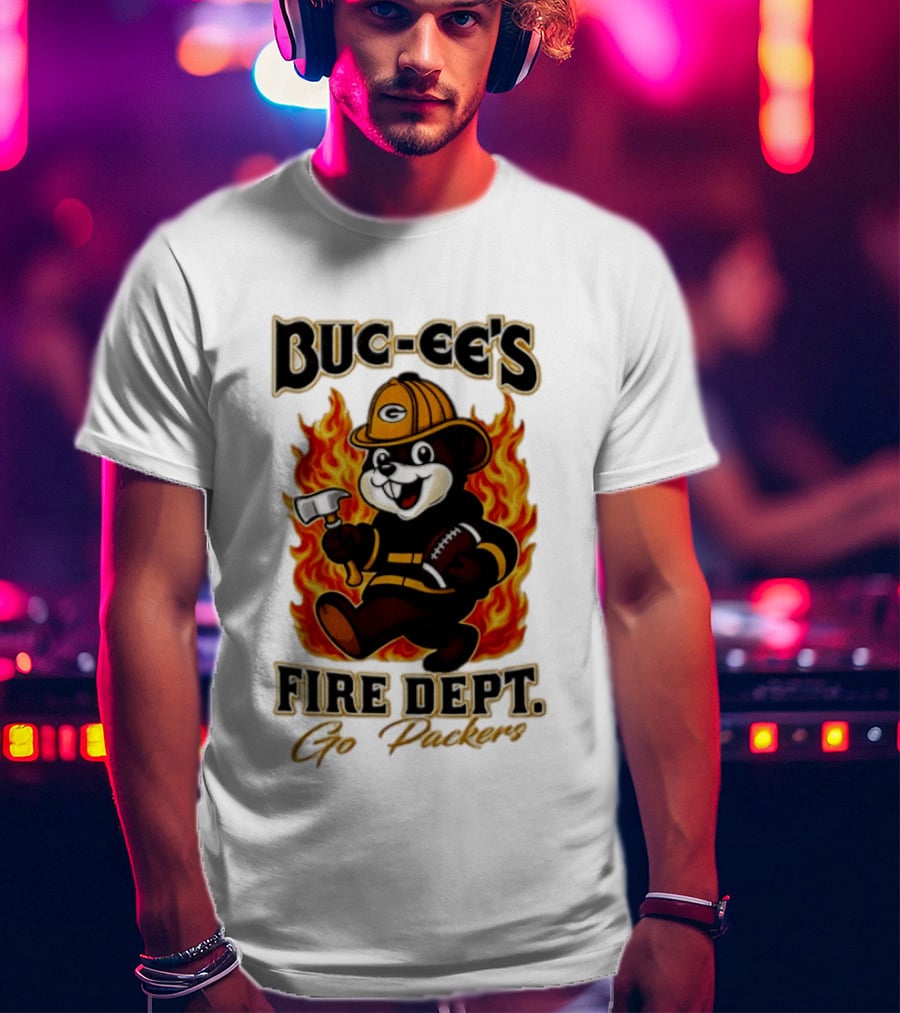 Buc Ee's Fire Dept Go Packers Axe Football Helmet T-Shirt