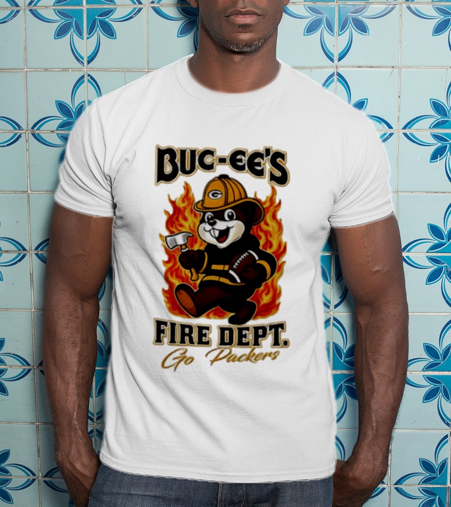 Buc Ee's Fire Dept Go Packers Axe Football Helmet T-Shirt