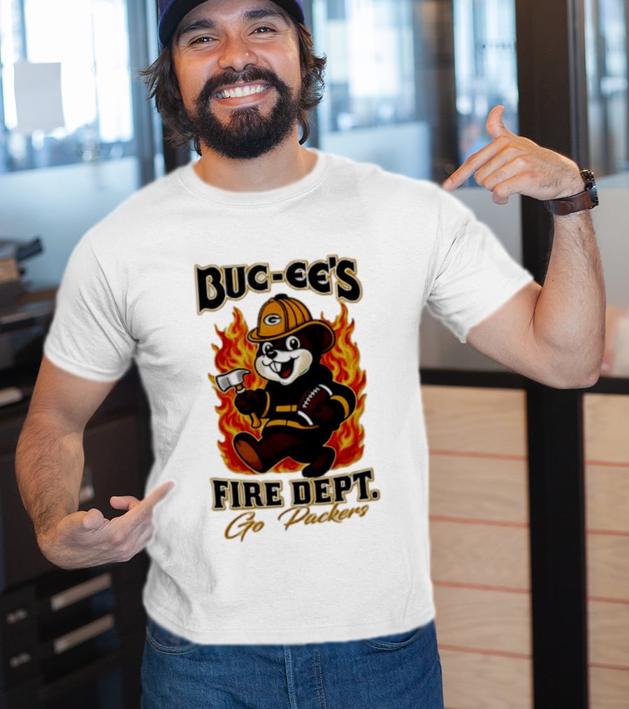 Buc Ee's Fire Dept Go Packers Axe Football Helmet T-Shirt