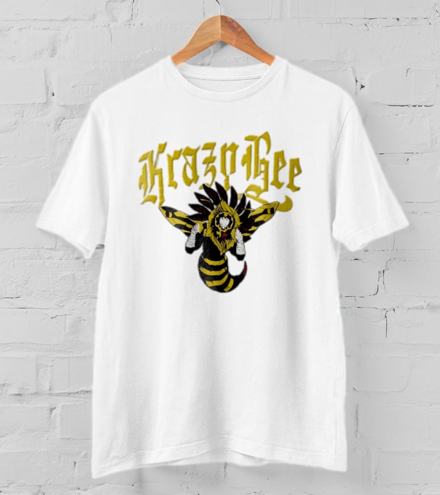 Krazy Bee Fighter Yellow Black Illustrated Bee T-Shirt