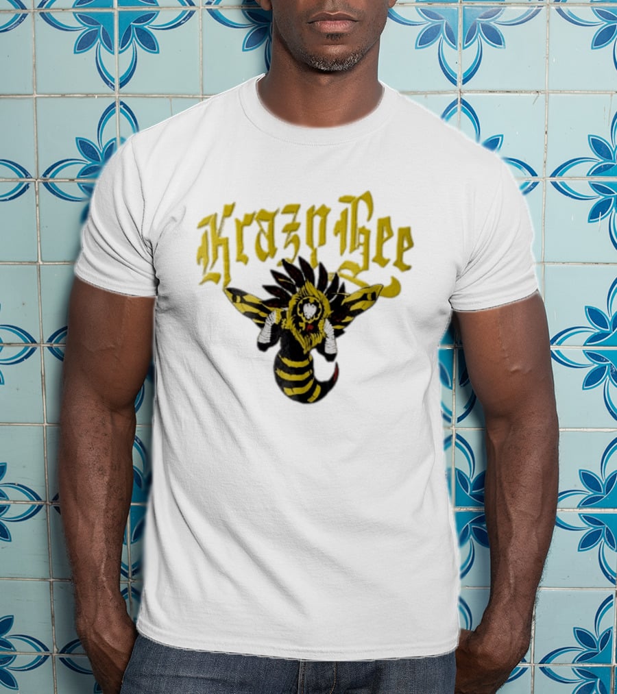 Krazy Bee Fighter Yellow Black Illustrated Bee T-Shirt