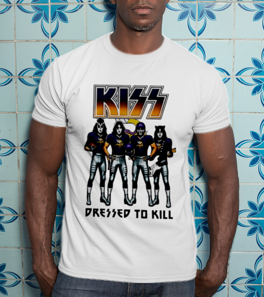 KISS Minnesota Vikings Dressed To Kill Football Fan T-Shirt