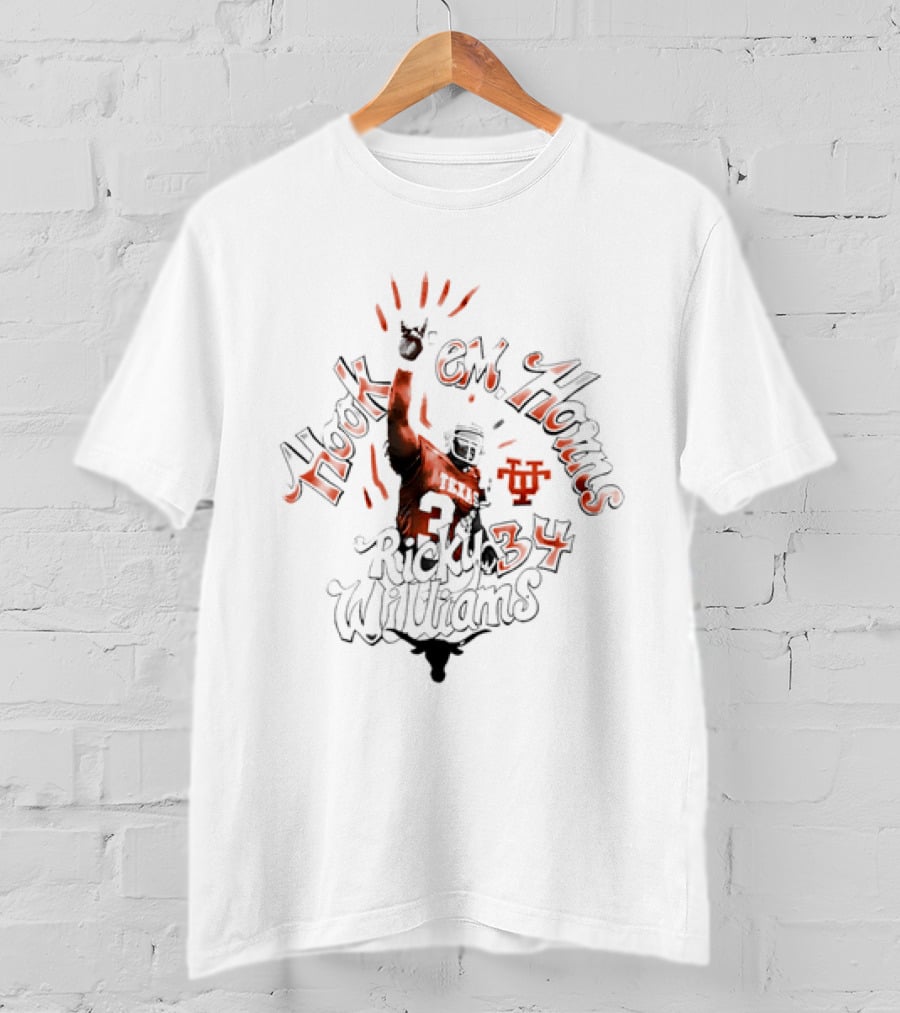 Ricky Williams Hook 'Em Horns 34 Texas Longhorns T-Shirt