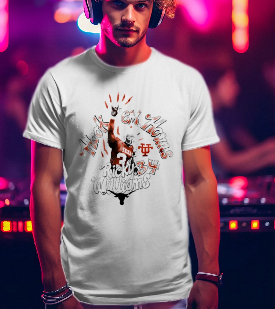 Ricky Williams Hook 'Em Horns 34 Texas Longhorns T-Shirt