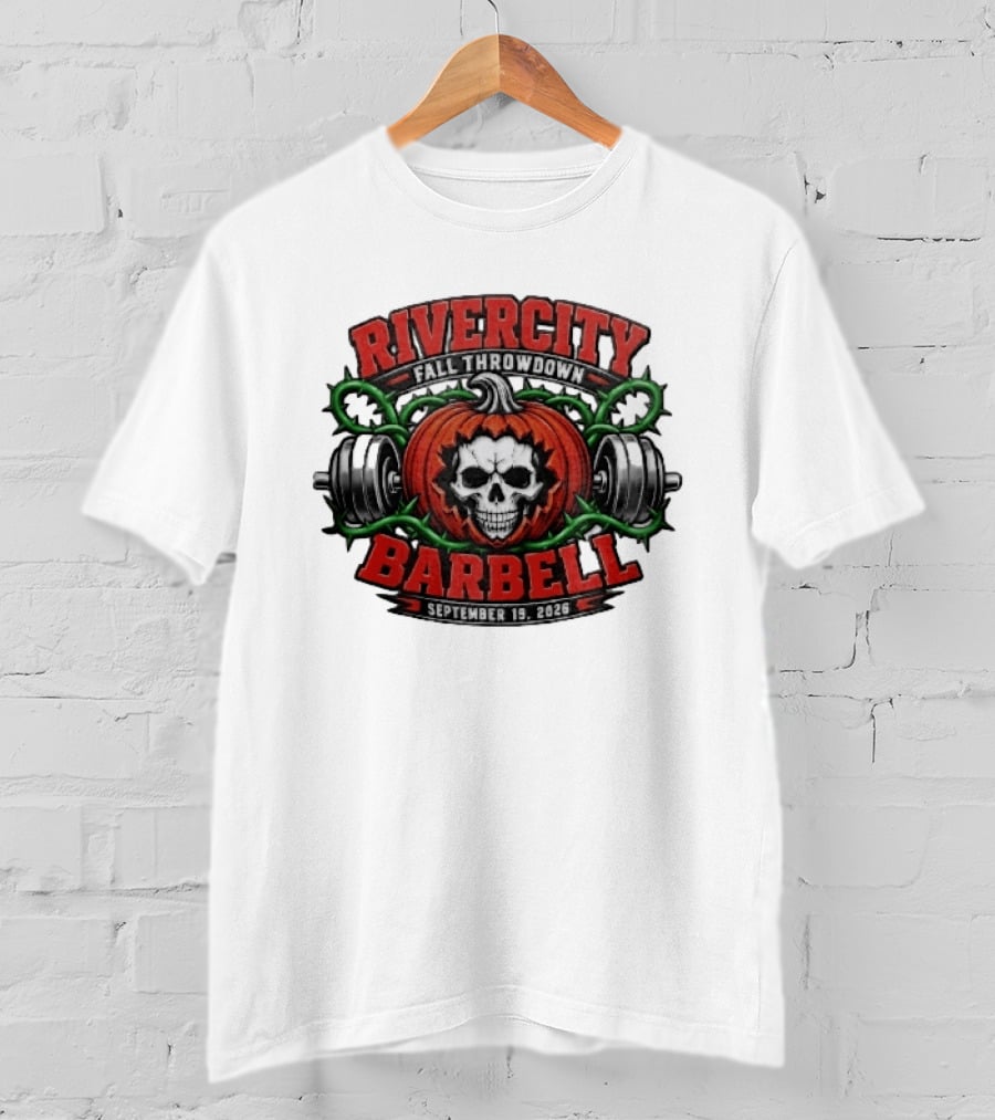 Rivercity Fall Throwdown Skull Pumpkin Barbell September 19 2026 T-Shirt