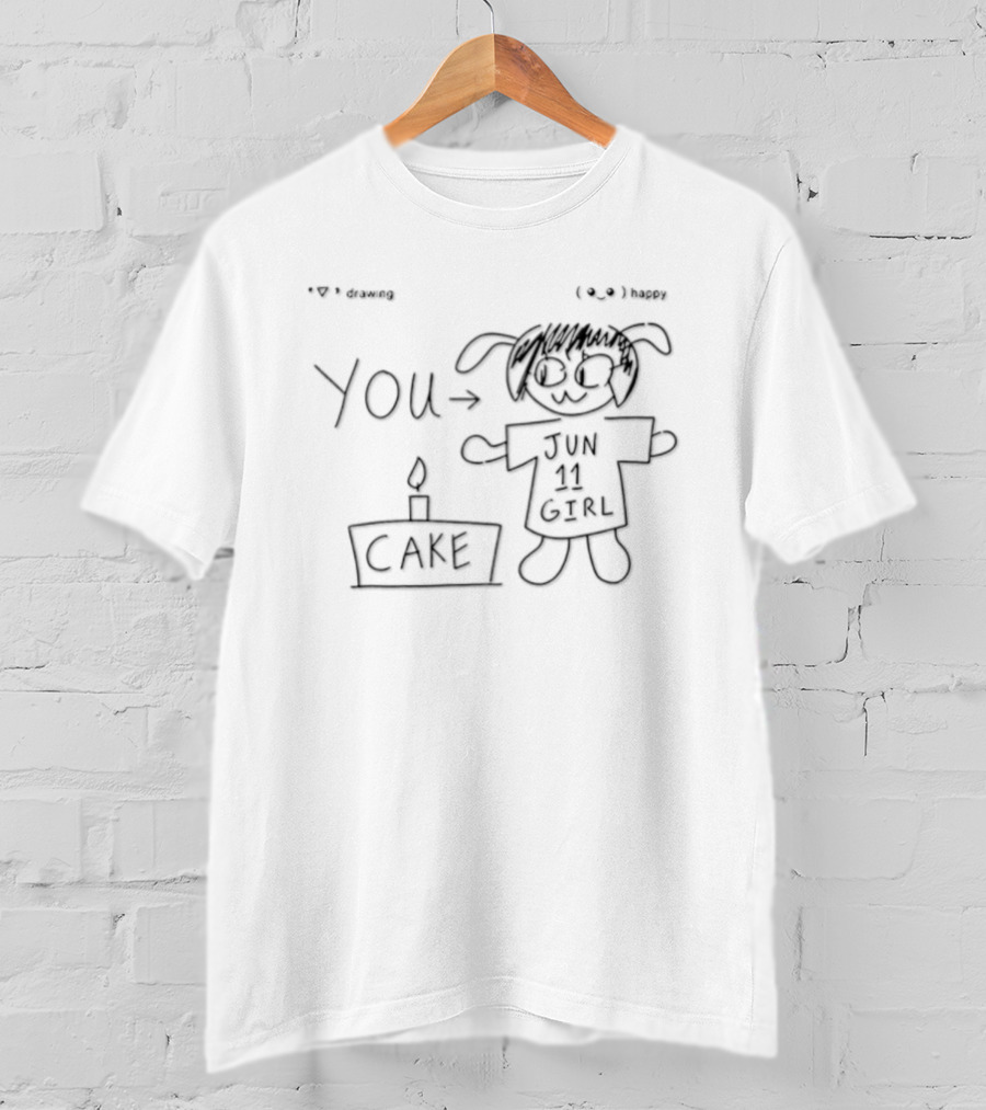 Jun 11 Girl Birthday Cake Drawing With You And Candle T-Shirt