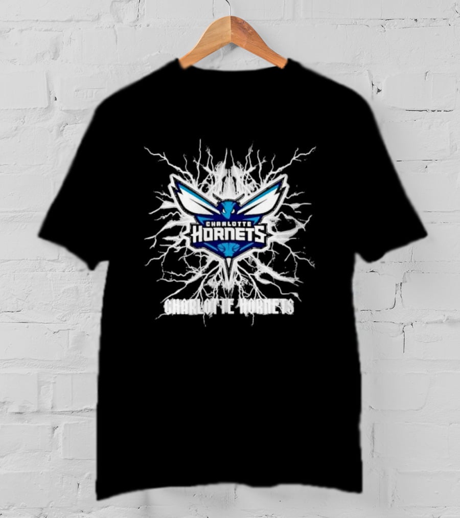 Charlotte Hornets Basketball Team Lightning Bolt T-Shirt