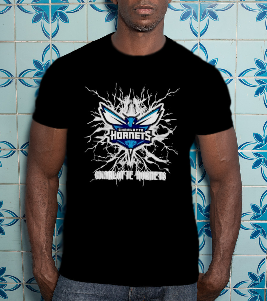Charlotte Hornets Basketball Team Lightning Bolt T-Shirt