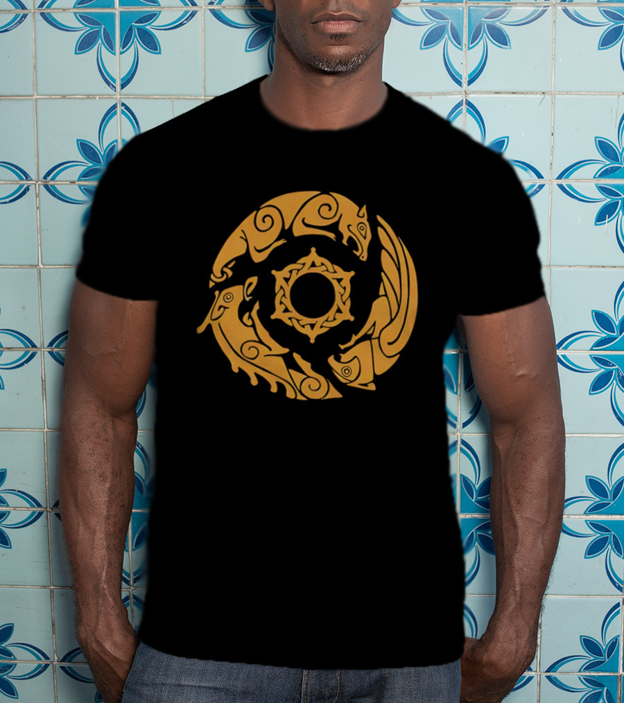 Crimson Desert Crest Zodiac Animal Wheel T-Shirt