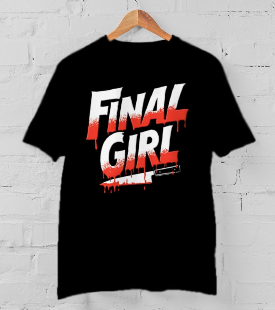 Final Girl Dripping Blood Kitchen Knife Horror Slasher T-Shirt