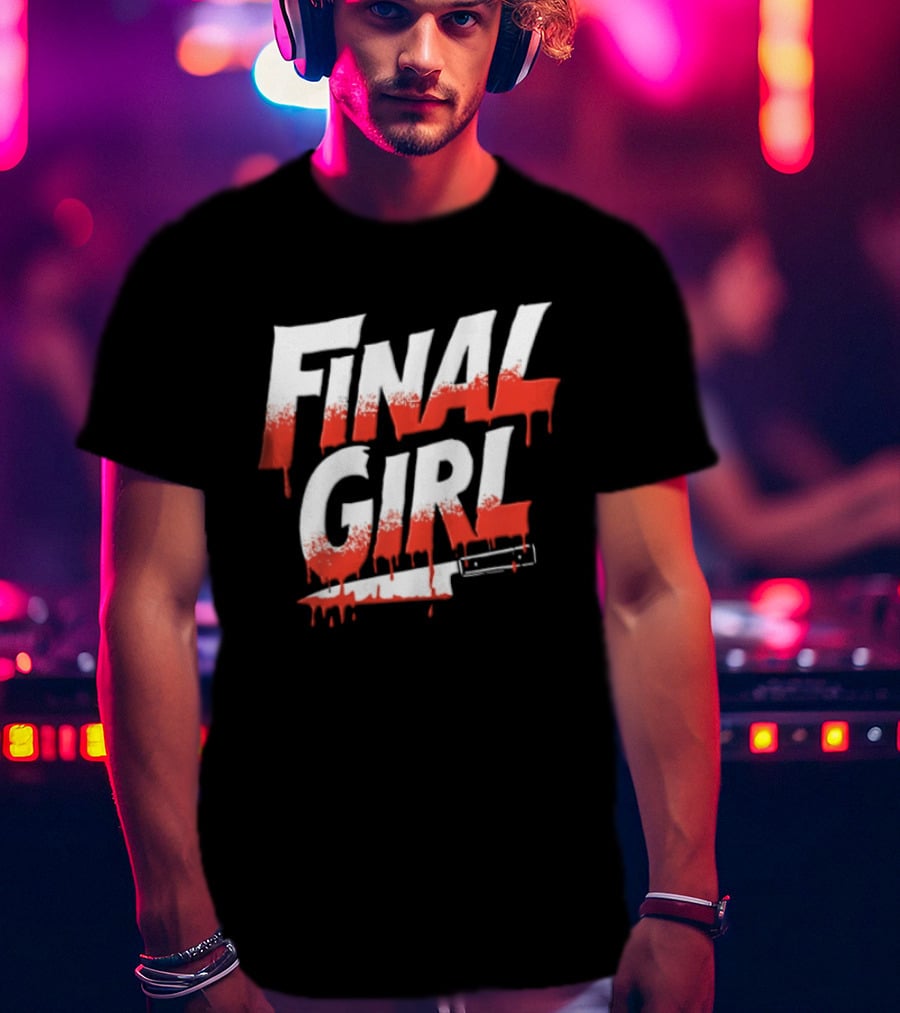 Final Girl Dripping Blood Kitchen Knife Horror Slasher T-Shirt