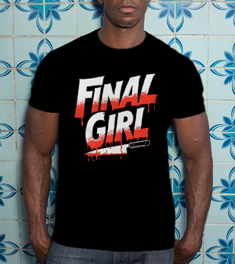 Final Girl Dripping Blood Kitchen Knife Horror Slasher T-Shirt