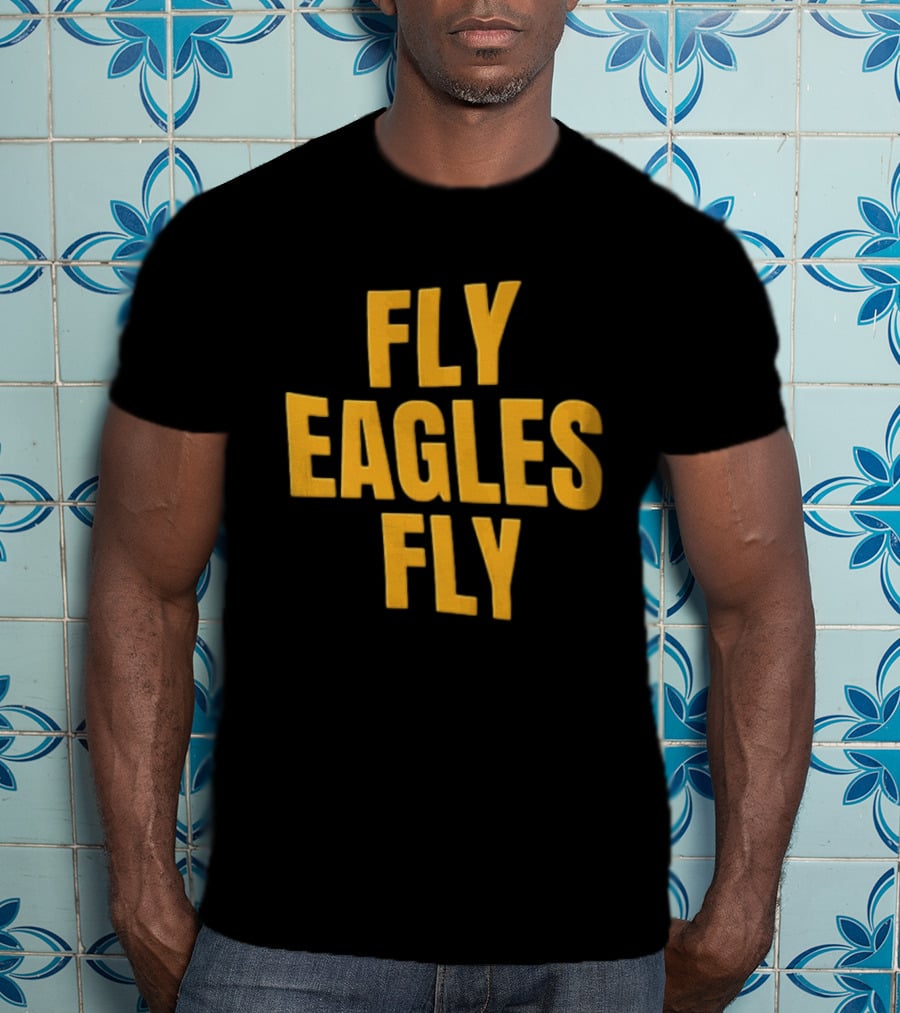 Fly Eagles Fly Philadelphia Yellow Stacked T-Shirt