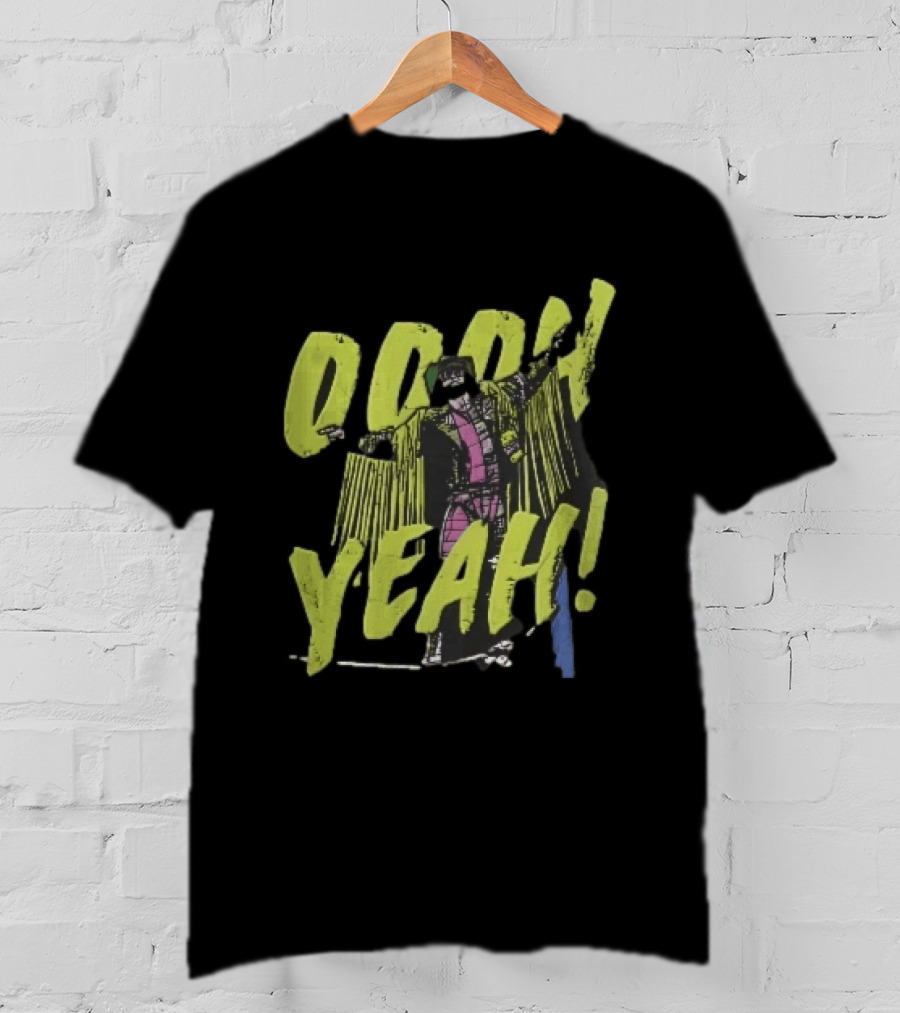 Oooh Yeah Macho Man Randy Savage Wrestler Outstretched Arms Fringed Jacket Distressed Green T-Shirt