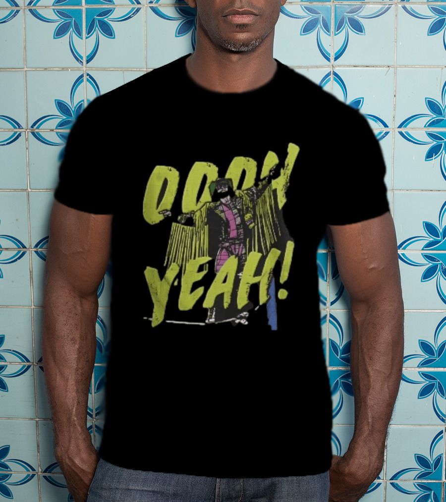 Oooh Yeah Macho Man Randy Savage Wrestler Outstretched Arms Fringed Jacket Distressed Green T-Shirt