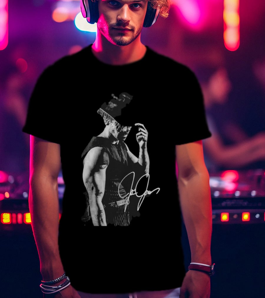 Joe Jonas Signature Black And White Cowboy Hat T-Shirt