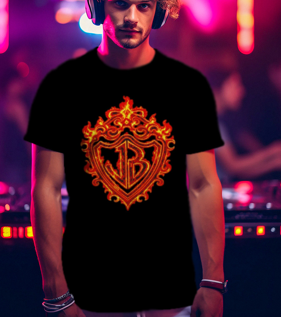 Jonas Brothers Burning Up All Over Again Tour JB Flaming Crest T-Shirt