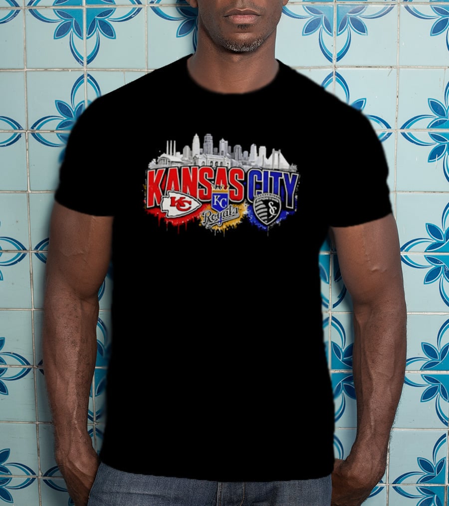Kansas City Chiefs Royals Sporting KC Skyline Fan T-Shirt