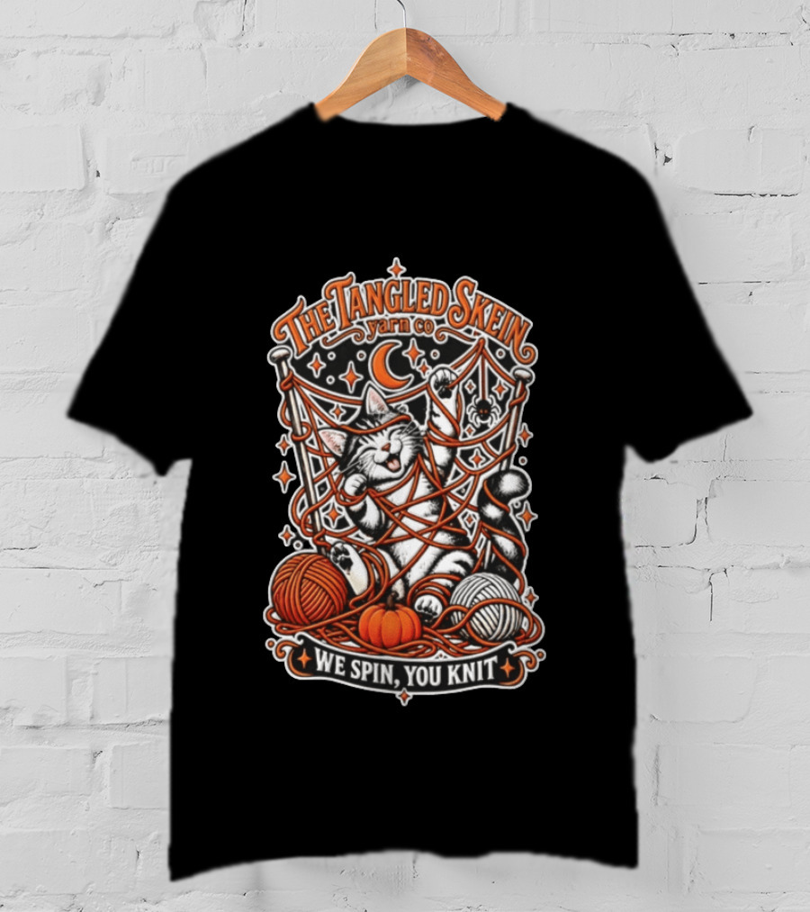 The Tangled Skein Yarn Co Cat We Spin You Knit T-Shirt