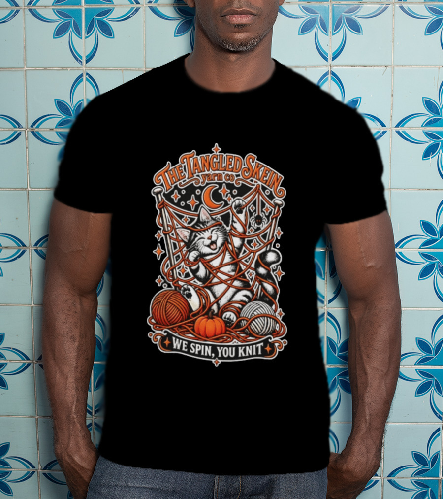 The Tangled Skein Yarn Co Cat We Spin You Knit T-Shirt